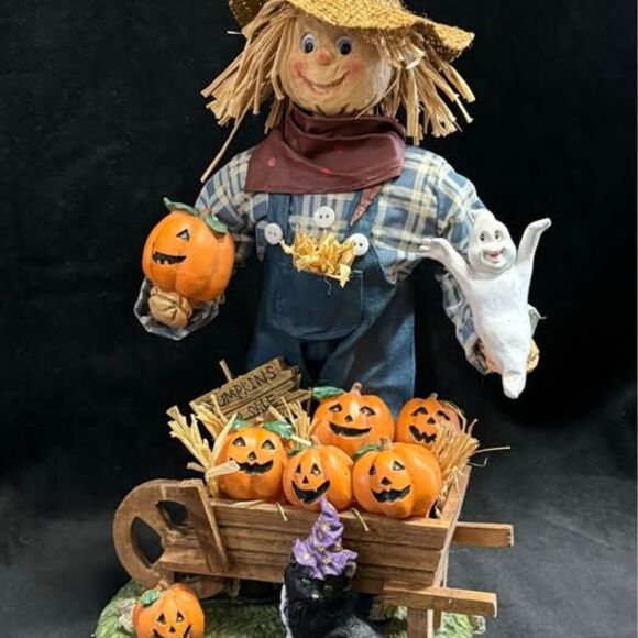 Halloween Fall Decor Witch & Scarecrow 13” Fabric Mache Figures w/ original box - Picture 3 of 9